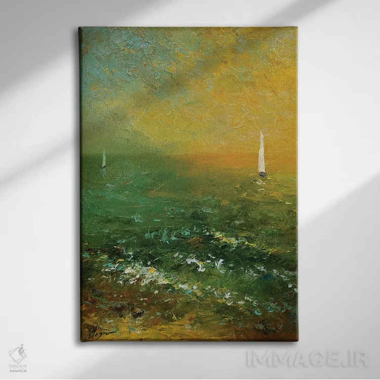 تابلو دکوراتیو دریا هشتم اثر دمیتری اولین - نمای روبهرو روی دیوار