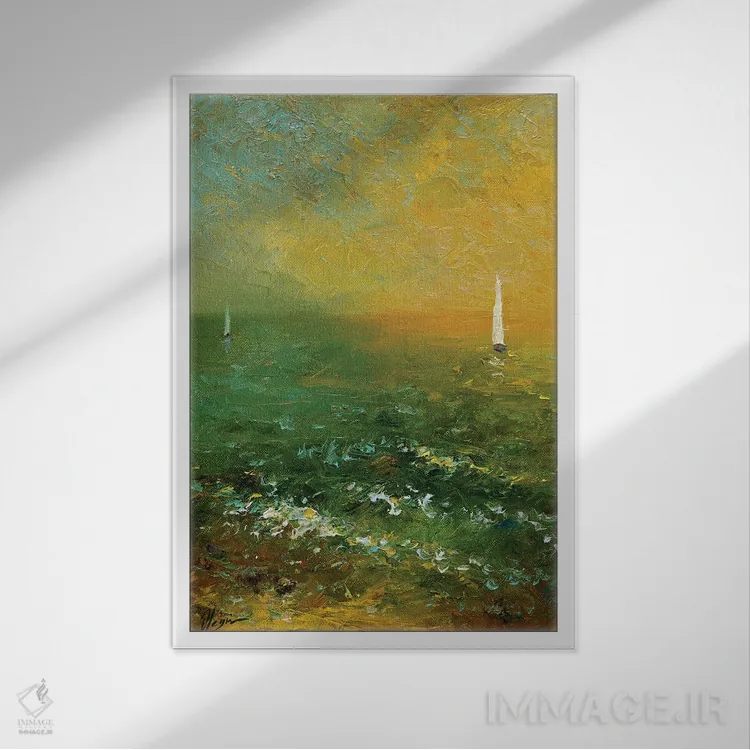 تابلو دکوراتیو دریا هشتم اثر دمیتری اولین - نمای قابدار سفید