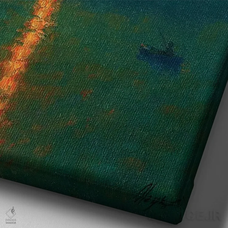 تابلو دکوراتیو غروب سوم اثر دمیتری اولین - نمای نزدیک بافت بوم