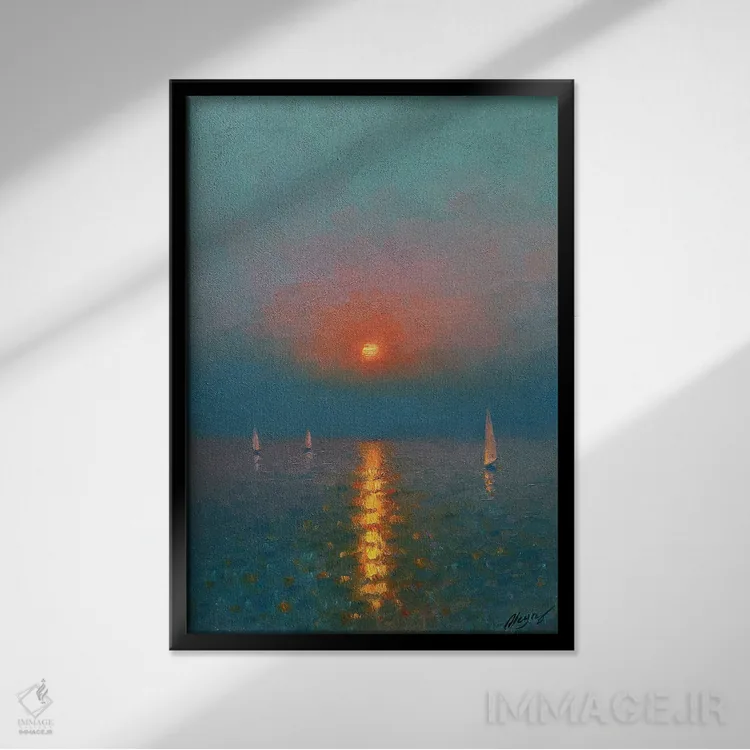 تابلو دکوراتیو غروب چهارم اثر دمیتری اولین - نمای قابدار مشکی