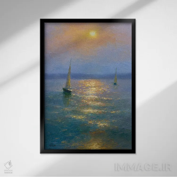 تابلو دکوراتیو غروب یازدهم اثر دمیتری اولین - نمای قابدار مشکی