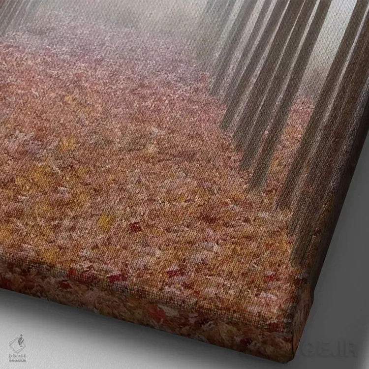 تابلو دکوراتیو پیاده راه مه آلود پوشیده از برگ، دره ویلامت، اورگان، آمریکا اثر دان پاولسون - نمای نزدیک بافت بوم