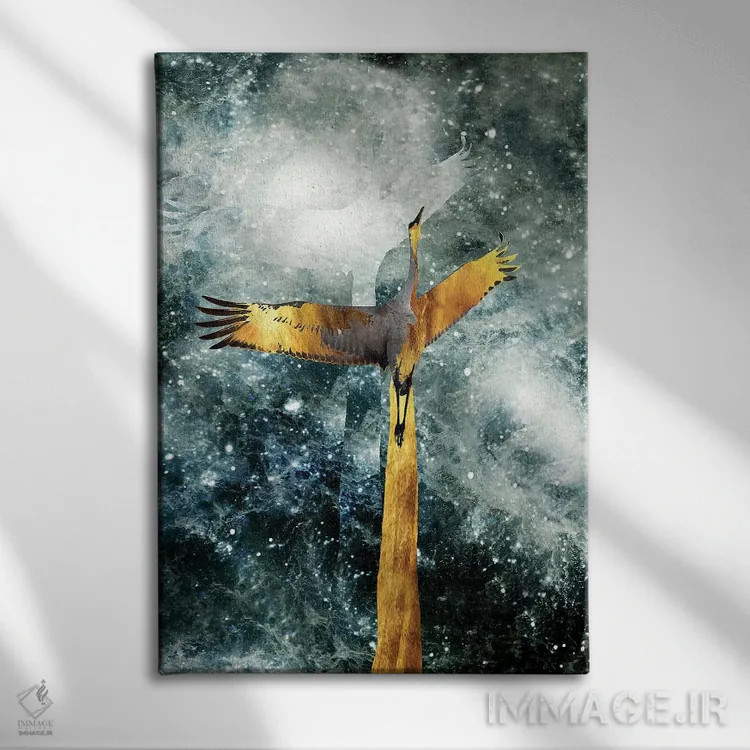 تابلو مینیمال پرواز انفرادی اثر دافنه هوراو - نمای روبهرو روی دیوار