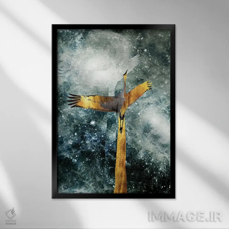 تابلو مینیمال پرواز انفرادی اثر دافنه هوراو - نمای قابدار مشکی