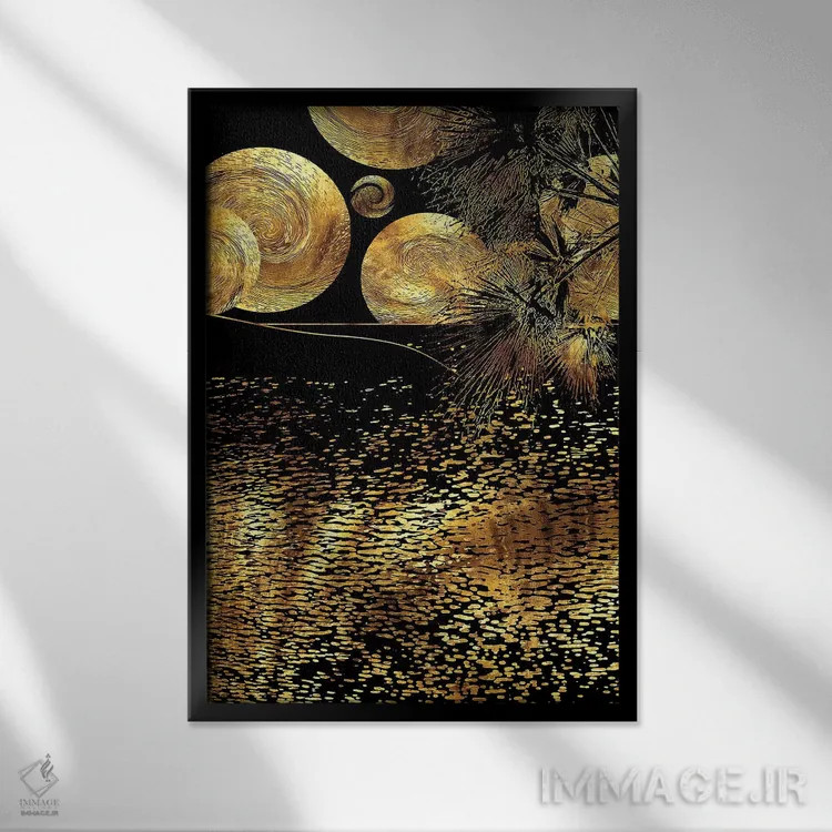 تابلو انتزاعی شب پرستاره اثر دافنه هوراو - نمای قابدار مشکی