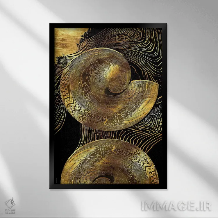 تابلو انتزاعی بردباری در هم تنیده اثر دافنه هوراو - نمای قابدار مشکی