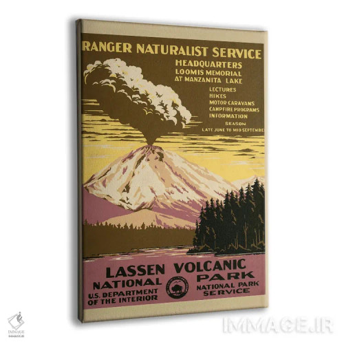 تابلو دکوراتیو پارک ملی آتشفشانی لسن، حدود ۱۹۳۸ اثر C. دان پاول - نمای پرسپکتیو محصول