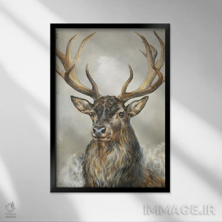 تابلو دکوراتیو قلب گوزن اثر باورا پرژوگینا - نمای قابدار مشکی