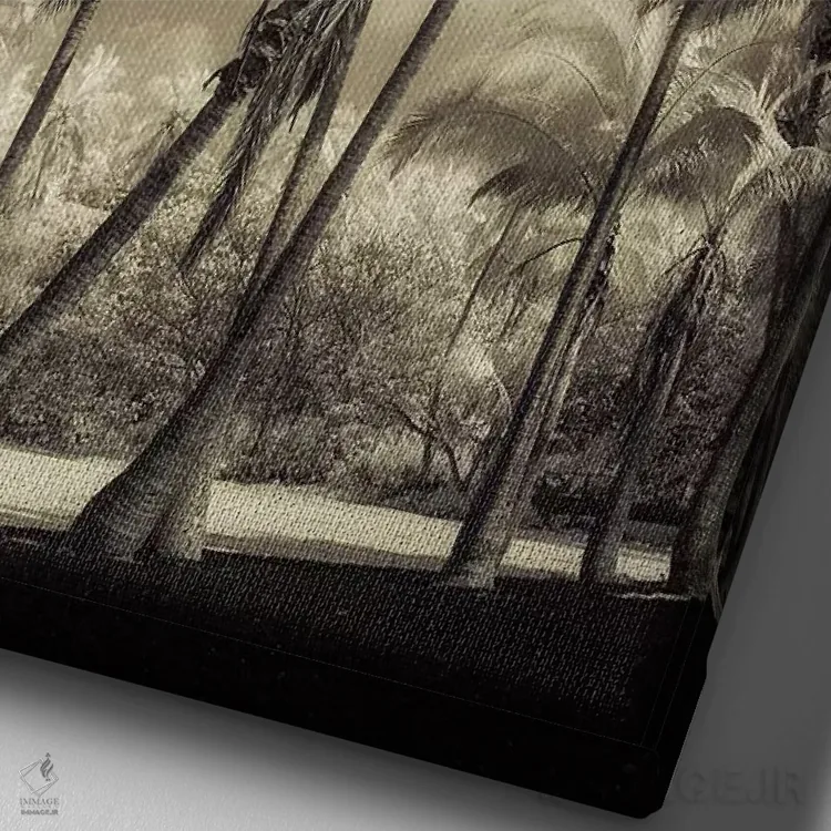 تابلو دکوراتیو نخل های سفید II اثر دیان پوینسکی - نمای نزدیک بافت بوم