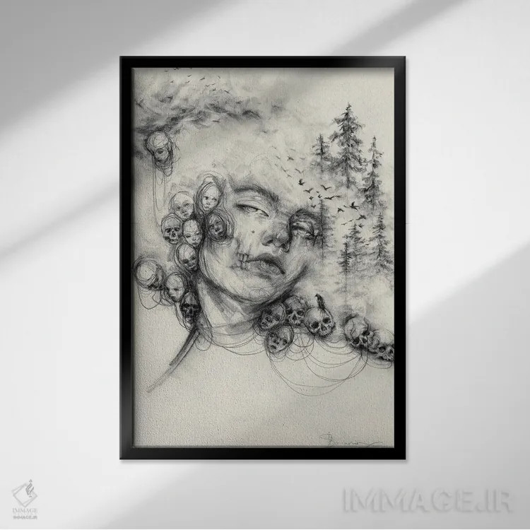 تابلو دکوراتیو جایی اثر دوریانا پوپا - نمای قابدار مشکی