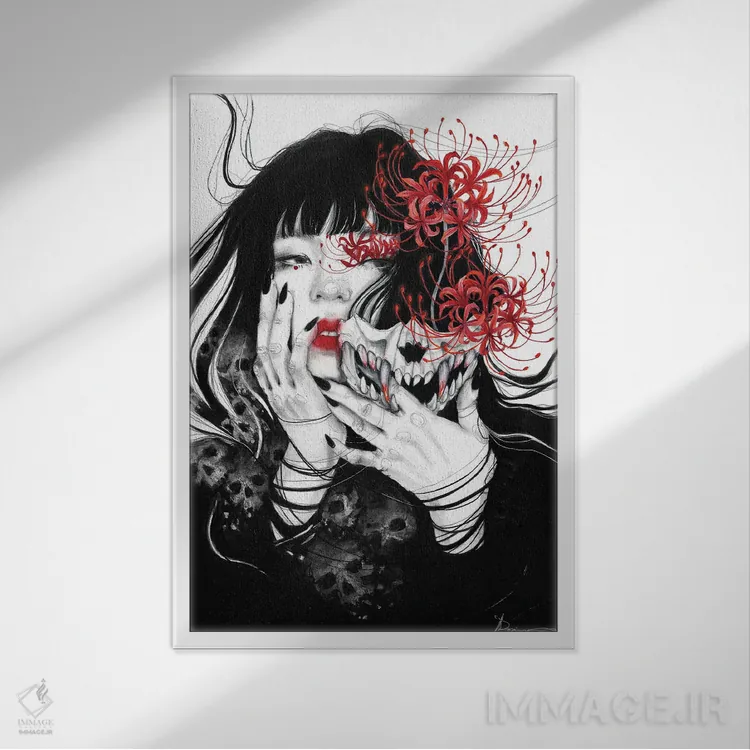 تابلو دکوراتیو سوسن عنکبوتی اثر دوریانا پوپا - نمای قابدار سفید