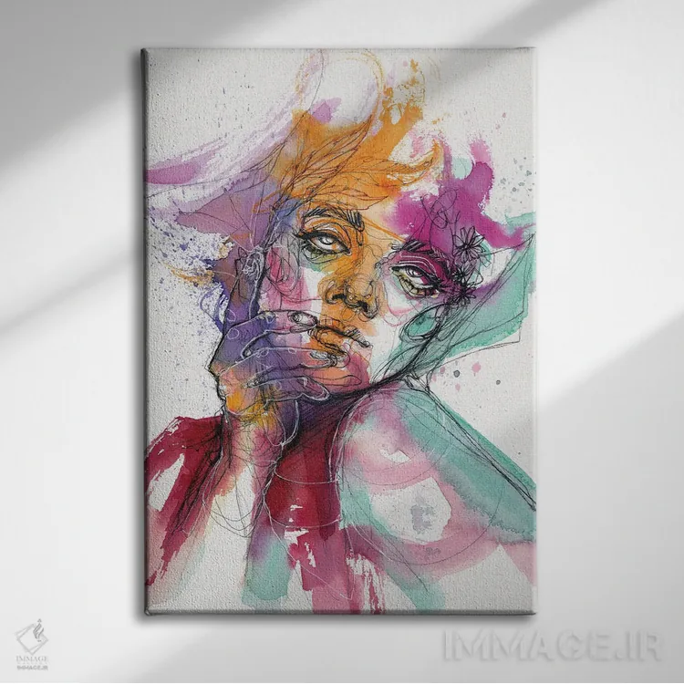 تابلو دکوراتیو پاشش رنگ ها اثر دوریانا پوپا - نمای روبهرو روی دیوار