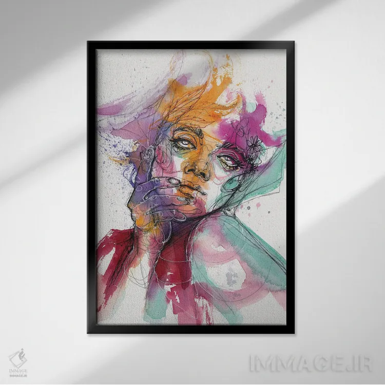 تابلو دکوراتیو پاشش رنگ ها اثر دوریانا پوپا - نمای قابدار مشکی