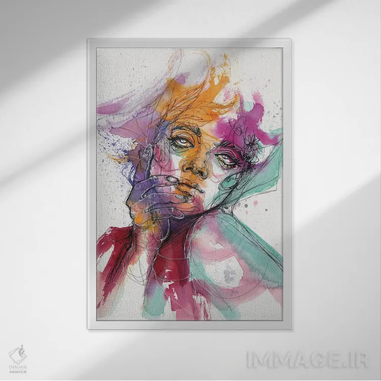 تابلو دکوراتیو پاشش رنگ ها اثر دوریانا پوپا - نمای قابدار سفید