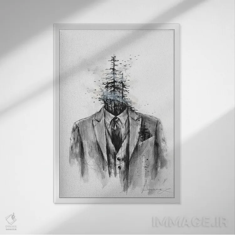 تابلو دکوراتیو کت وشلوار اثر دوریانا پوپا - نمای قابدار سفید