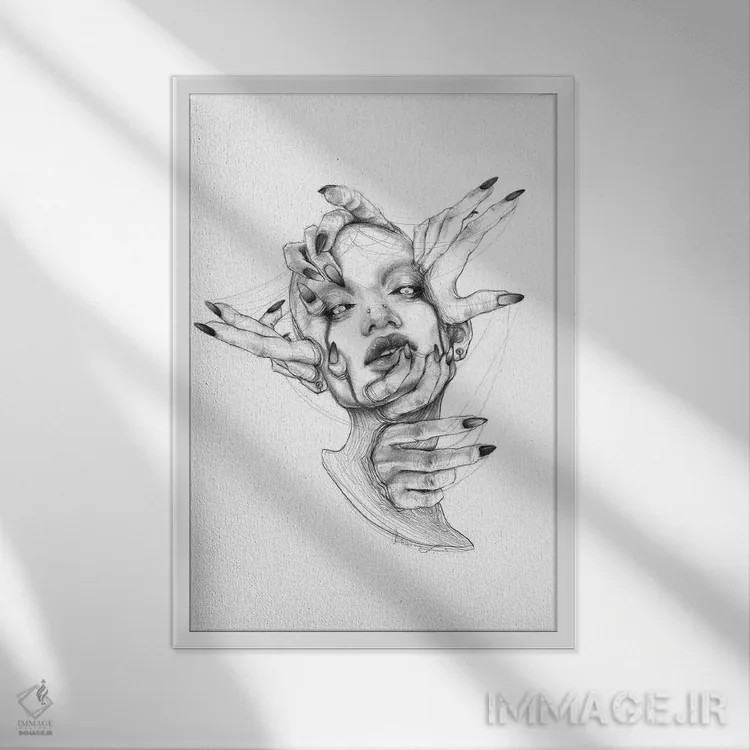 تابلو دکوراتیو زل زدن اثر دوریانا پوپا - نمای قابدار سفید