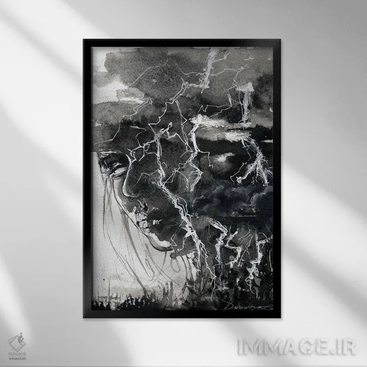 تابلو دکوراتیو رعد اثر دوریانا پوپا - نمای قابدار مشکی