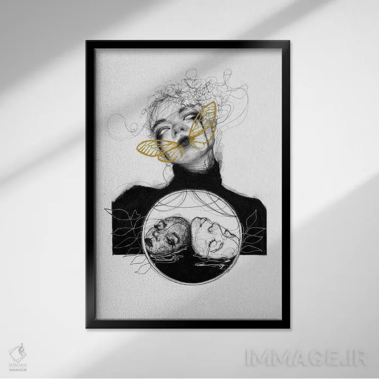 تابلو دکوراتیو یین و یانگ اثر دوریانا پوپا - نمای قابدار مشکی