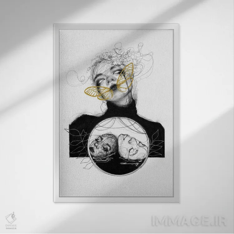 تابلو دکوراتیو یین و یانگ اثر دوریانا پوپا - نمای قابدار سفید