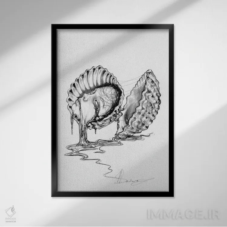 تابلو دکوراتیو اسکالوپ اثر دوریانا پوپا - نمای قابدار مشکی