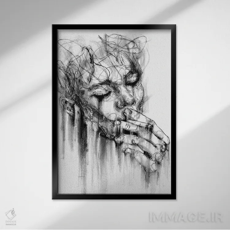 تابلو دکوراتیو خاکستر اثر دوریانا پوپا - نمای قابدار مشکی
