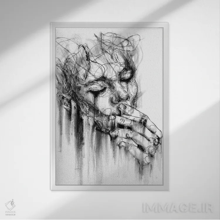 تابلو دکوراتیو خاکستر اثر دوریانا پوپا - نمای قابدار سفید