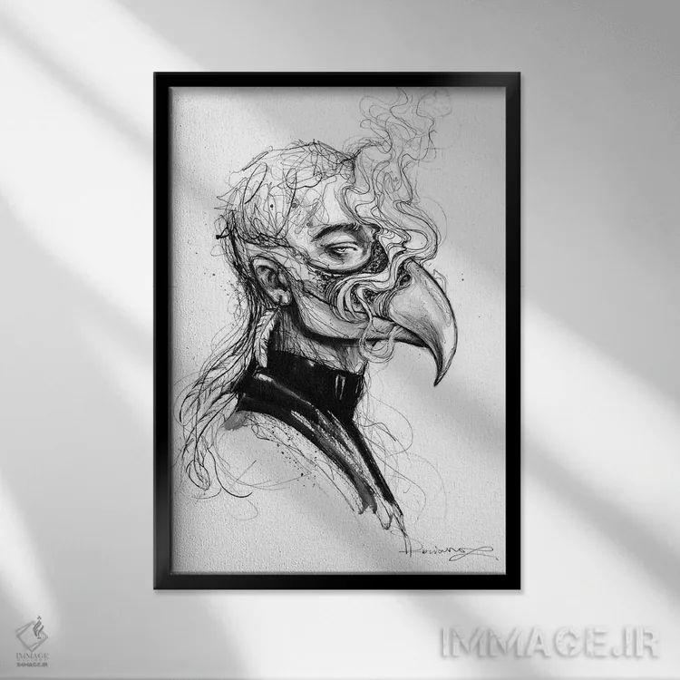 تابلو دکوراتیو عقاب اثر دوریانا پوپا - نمای قابدار مشکی