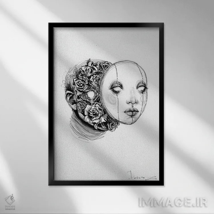 تابلو دکوراتیو یگانه اثر دوریانا پوپا - نمای قابدار مشکی