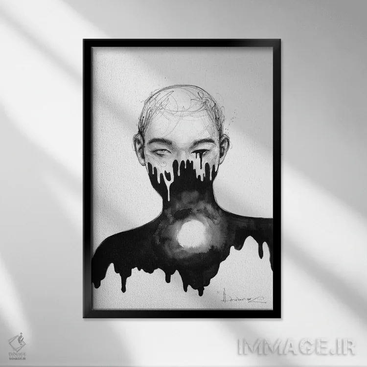 تابلو دکوراتیو خالی اثر دوریانا پوپا - نمای قابدار مشکی