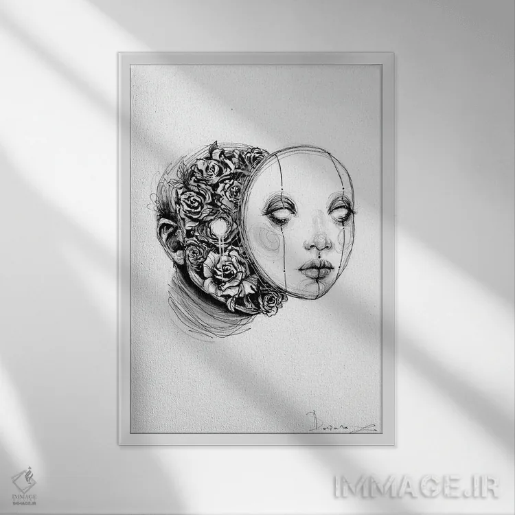 تابلو دکوراتیو یگانه اثر دوریانا پوپا - نمای قابدار سفید