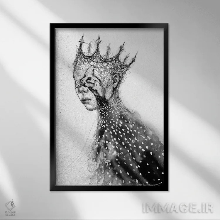 تابلو دکوراتیو پرنده اثر دوریانا پوپا - نمای قابدار مشکی