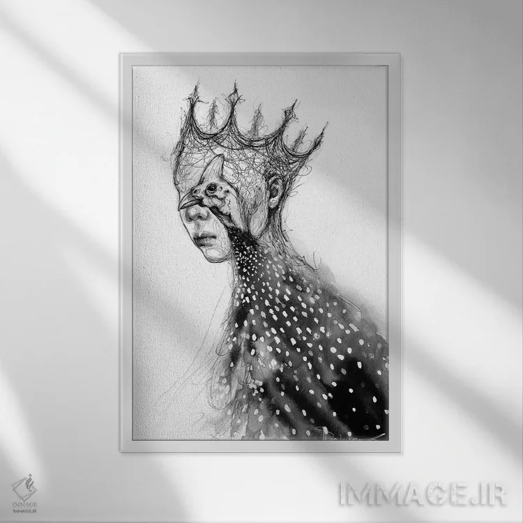 تابلو دکوراتیو پرنده اثر دوریانا پوپا - نمای قابدار سفید