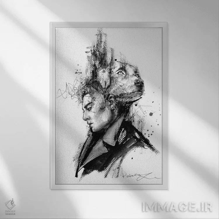 تابلو دکوراتیو سگ اثر دوریانا پوپا - نمای قابدار سفید