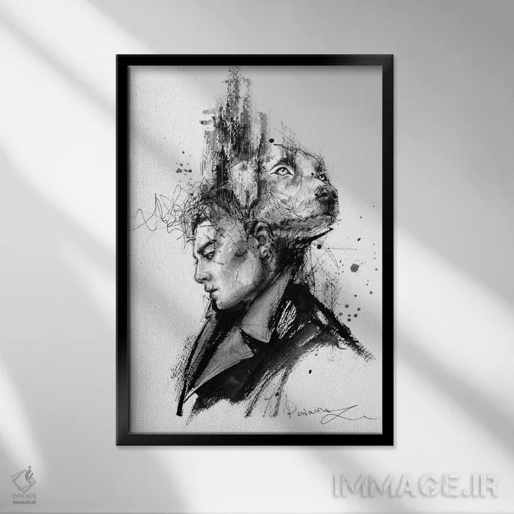 تابلو دکوراتیو سگ اثر دوریانا پوپا - نمای قابدار مشکی