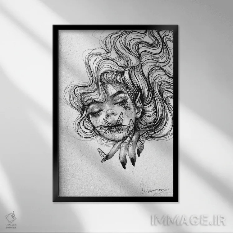 تابلو دکوراتیو پری اثر دوریانا پوپا - نمای قابدار مشکی