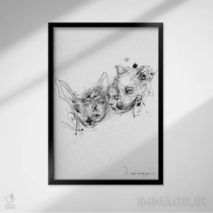 تابلو دکوراتیو میان وعده اثر دوریانا پوپا - نمای قابدار مشکی