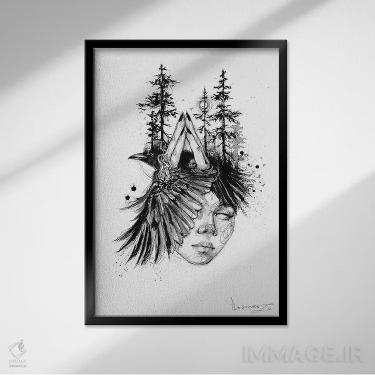 تابلو دکوراتیو کمپینگ اثر دوریانا پوپا - نمای قابدار مشکی