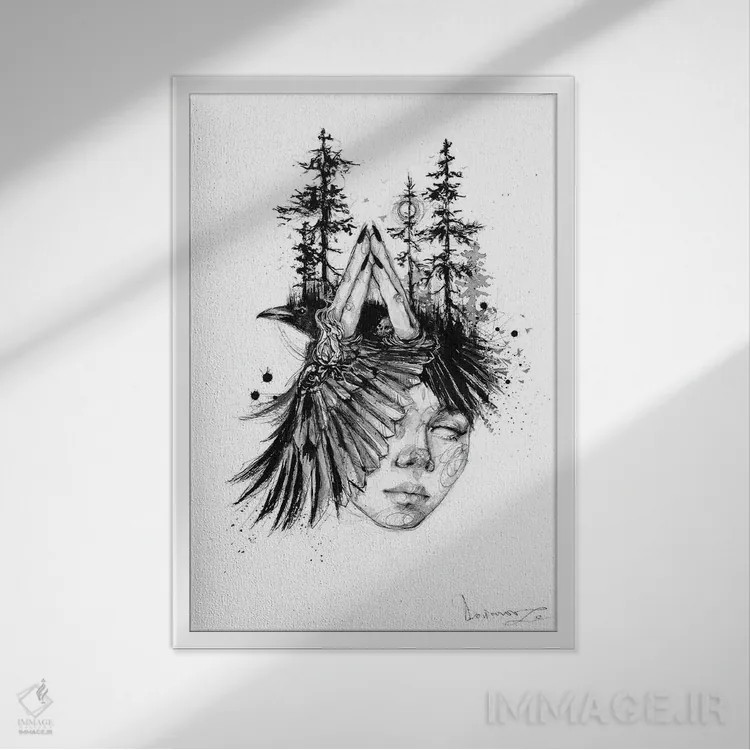 تابلو دکوراتیو کمپینگ اثر دوریانا پوپا - نمای قابدار سفید