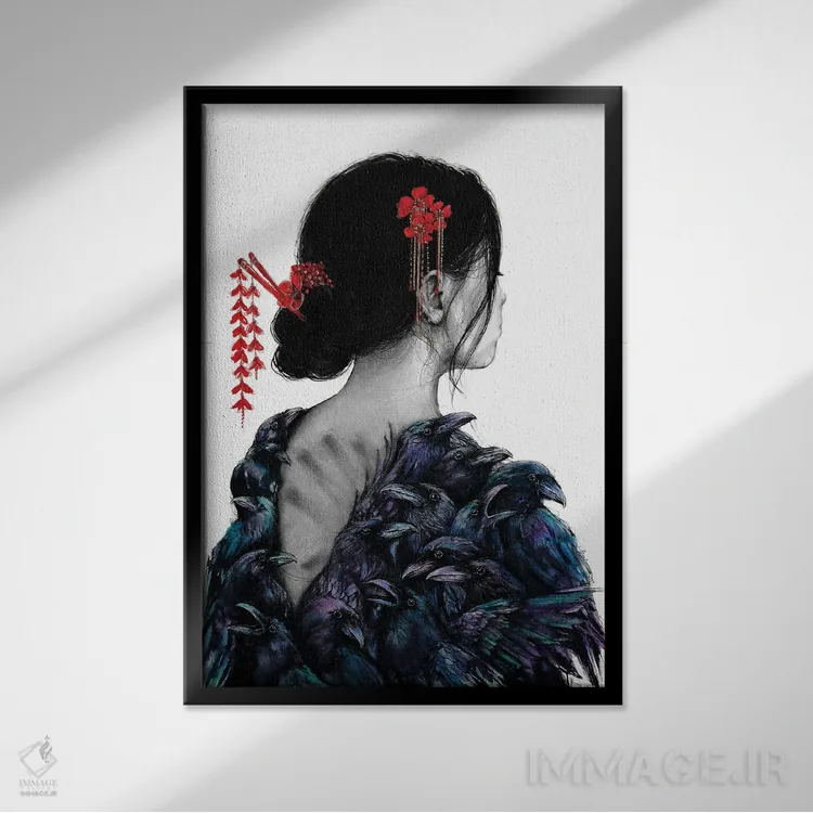 تابلو دکوراتیو صدف اثر دوریانا پوپا - نمای قابدار مشکی