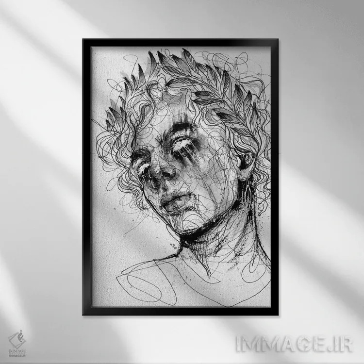 تابلو دکوراتیو کهن اثر دوریانا پوپا - نمای قابدار مشکی