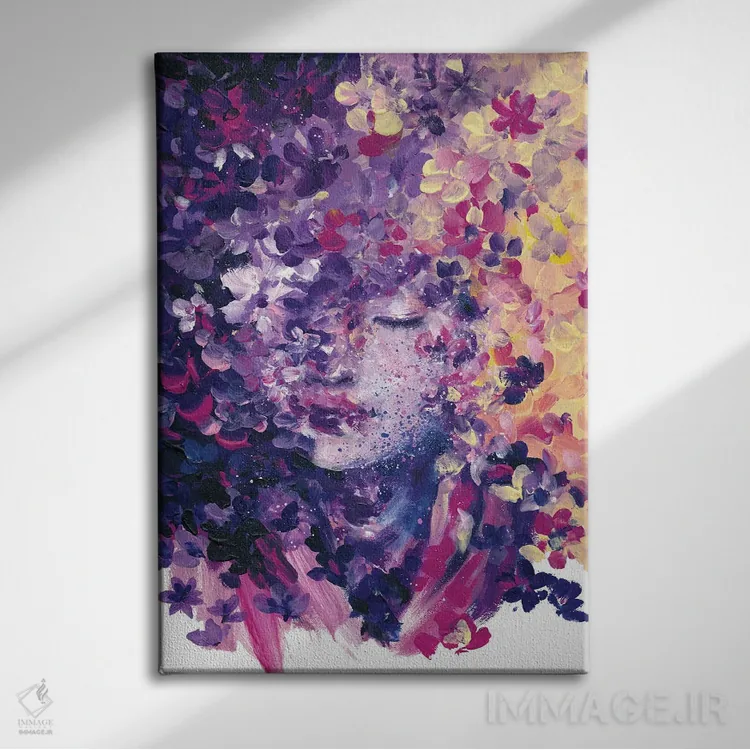 تابلو دکوراتیو غرق در گل ها اثر دوریانا پوپا - نمای روبهرو روی دیوار