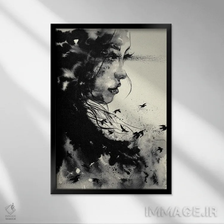 تابلو دکوراتیو نگاه مرگبار اثر دوریانا پوپا - نمای قابدار مشکی