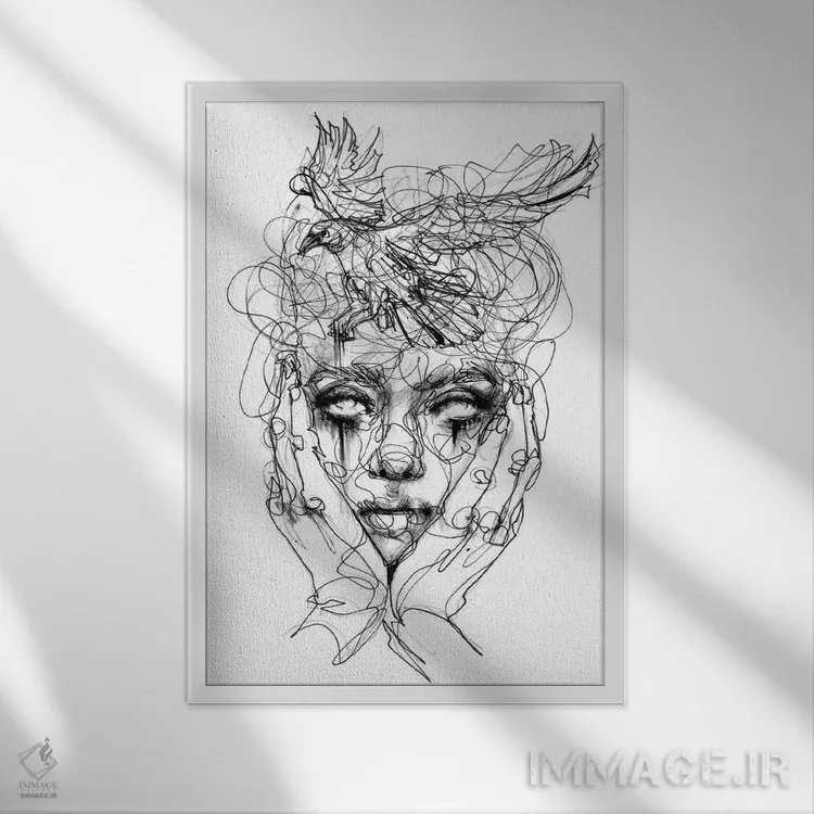 تابلو دکوراتیو گرفتن اثر دوریانا پوپا - نمای قابدار سفید