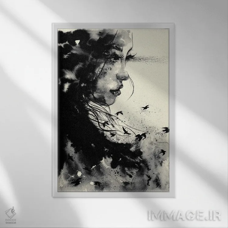 تابلو دکوراتیو نگاه مرگبار اثر دوریانا پوپا - نمای قابدار سفید