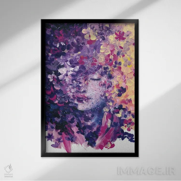 تابلو دکوراتیو غرق در گل ها اثر دوریانا پوپا - نمای قابدار مشکی