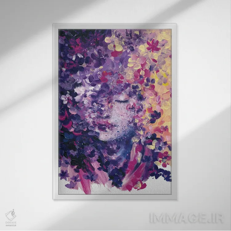 تابلو دکوراتیو غرق در گل ها اثر دوریانا پوپا - نمای قابدار سفید