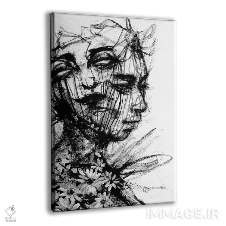 تابلو دکوراتیو چهره ها اثر دوریانا پوپا - نمای پرسپکتیو محصول