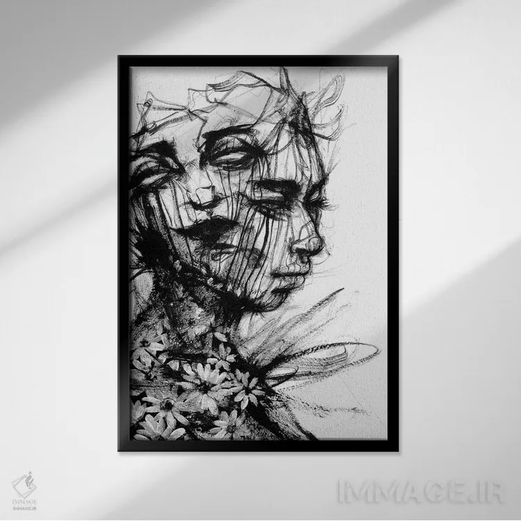تابلو دکوراتیو چهره ها اثر دوریانا پوپا - نمای قابدار مشکی