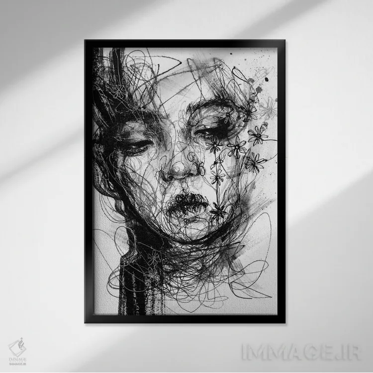 تابلو دکوراتیو نحیف اثر دوریانا پوپا - نمای قابدار مشکی