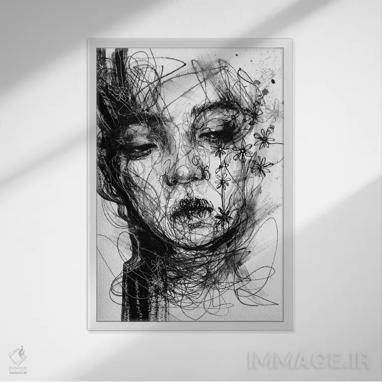 تابلو دکوراتیو نحیف اثر دوریانا پوپا - نمای قابدار سفید